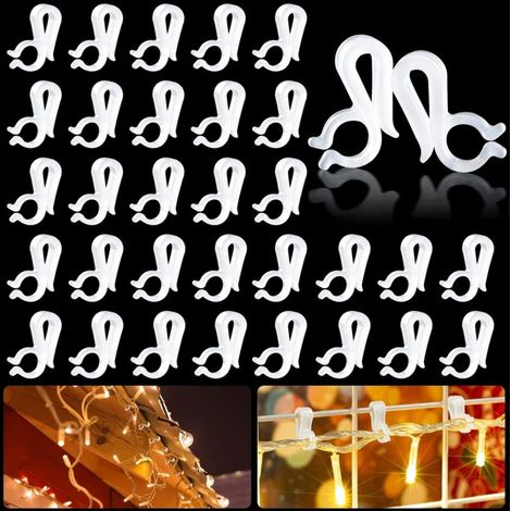 Bardusch 80 PCS Clip de Lumière de Noël en Plastique, Crochet de Lumière de Noël, Clips de Gouttière de Lumière, Crochets de Gouttière pour l'intérieur et l'extérieur, Noël, décoration d'éclairage de (1/5)