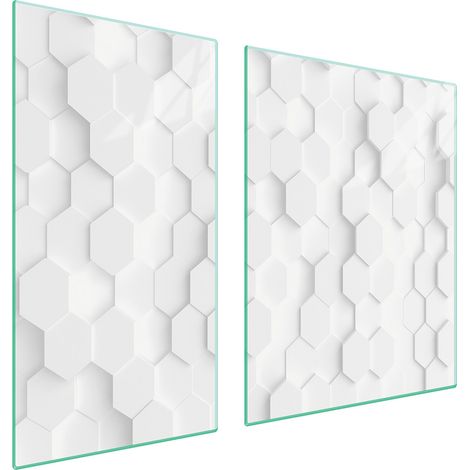 Plaque de protection en verre pour poêle 90x52 blanche (1/5)