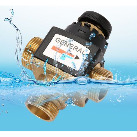 Vanne de mélange thermostatique - Vanne de mélange thermostatique en laiton à filetage mâle DN20 à 3 voies pour chauffe-eau solaire vannes 3 voies thermostatique (1/5)