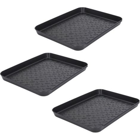 Plateau À Chaussures - Plastique - 35 X 27,5 X 3 Cm - Entrée Intérieure - 3 Pièces (1/4)