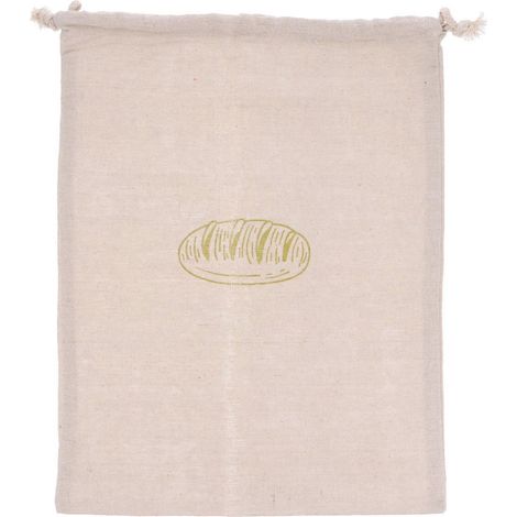 Sac à pain réutilisable en lin, lot de 3, non blanchi, avec cordon de serrage (1/5)