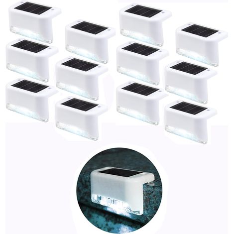 36 PCS Lampe de clôture solaire étanche, lumière de pont solaire, lampe d'escalier, lampes solaires de jardin LED IP65 pour clôtures d'escalier de patio (Lumière blanche-Blanc) (1/4)