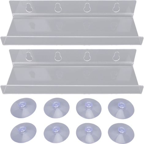 Set di 2 mensole galleggianti in acrilico per finestre - Supporti per piante grasse con ventose (1/5)