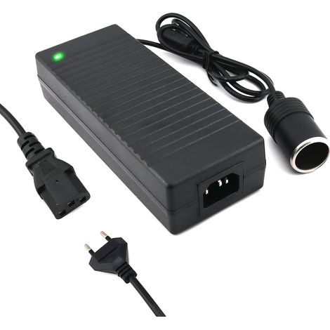 Convertisseur 12v 220v Portable, Adaptateur Allume Cigare Secteur 110-230V vers 12V / 10 A (120 W) Transformateur 220v 12v AC/DC pour Glacières Lampes LED Ventilateurs (Medium) (1/5)