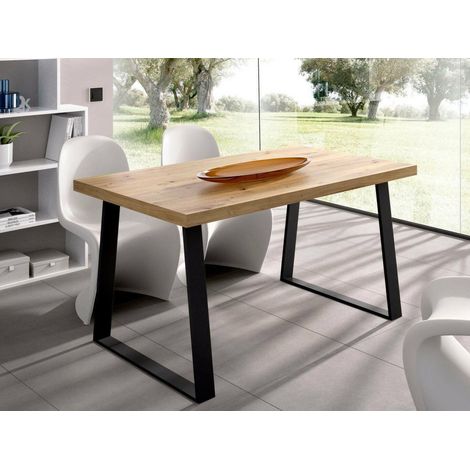 Dmora - Tavolo fisso Amitrax, Ripiano da pranzo multiuso, Tavolo rettangolare da cucina o sala da pranzo, 140x90h75 cm, Rovere Nodi (1/5)