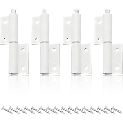 4 Paires Paumelles de Porte Blanc, Charnière Porte en Aluminio Haute Résistance, Gond Porte avec 24 Vis, pour Porte, Placard et Fenêtre (1/5)