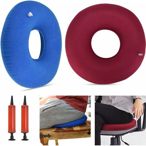 2 PCS Coussin d’Assise Gonflable en Anneau Coussin Rond Gonflable en PVC Coussin de Siège Gonflable Ergonomique Bouée Médicale avec 2 Pompes Coussin Hémorroïdes pour Chaise Fauteuil (1/5)