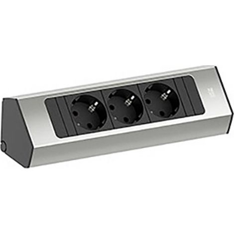 [GEBRAUCHT] B-Ware BACHMANN Steckdosenleiste 3-fach Edelstahl-Optik 2m Zuleitung Nischenmontage (1/2)