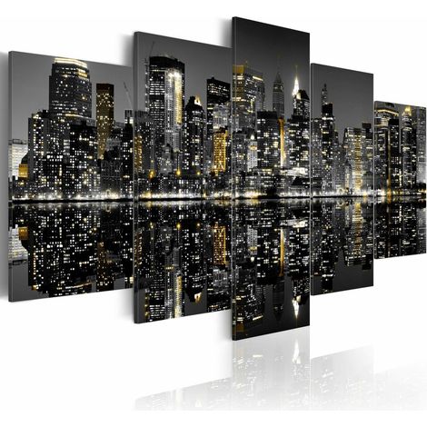Tableau vie fascinante de la nuit à new york - 200 x 100 cm (1/4)