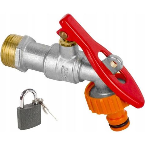 GRIFO DE BOLA CON CONEXIÓN RÁPIDA PARA CANDADO 1/2 + CANDADO