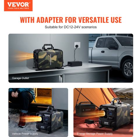 Chauffage Diesel 5-8KW, Réchauffeur d'Air Diesel 12/24 V, Contrôle par App Bluetooth, Télécommande et Écran d'Affichage, Alarme CO, Portable et Horizontal, Chauffage Rapide, pour Bateau Caravane (1/5)