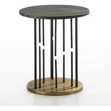 Mesa Auxiliar 51X51X58 Marmol Negro/Metal Dorado/Negro (1/3)