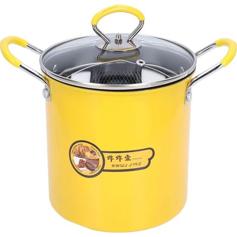Petite Friteuse Traditionnelle 3L avec Panier, Friteuse Japonaise, Marmite à Friture en Acier Inoxydable, Casserole Huile avec Couvercle et Grille Filtrante, pour Frites, Tempura, Gaz et Induction (1/5)