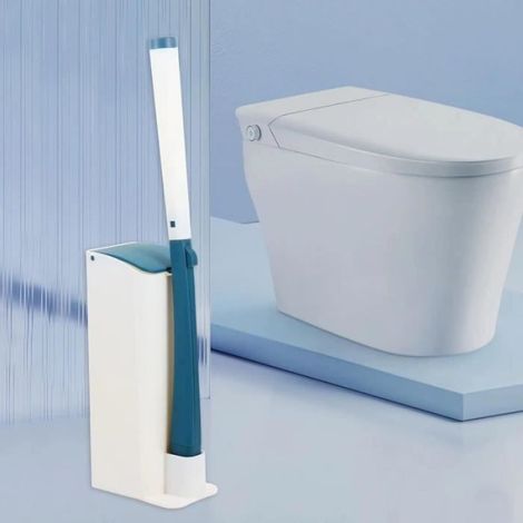 Wand Kit brosse WC avec support, système de nettoyage WC avec têtes de recharge jetables 24 pièces (1/4)