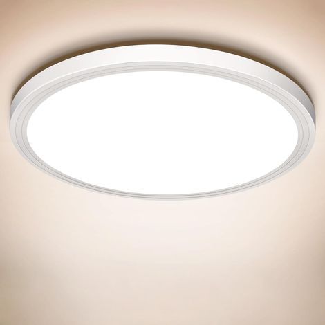 Flache 24-W-LED-Deckenleuchte (IP44) für Badezimmer, weißes Licht (6000 K, 1600 lm), ultradünnes, modernes Design, ideal für Bad, Flur, Schlafzimmer, Balkon, Wohnzimmer, Küche oder Keller. Durchmesser (1/5)