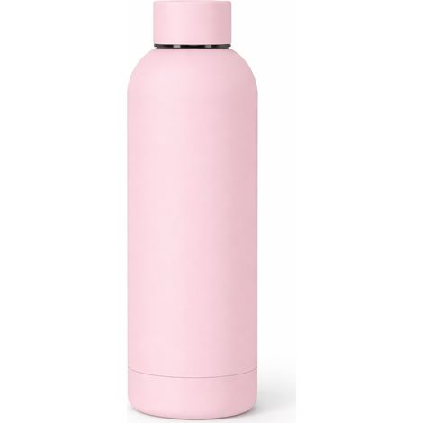 Botella térmica de acero de 500 ml para bebidas frías y calientes, color rosa pastel. (1/5)