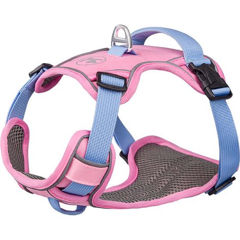 Harnais Pour Chien - Réglable - Ergonomique - À Double Attache Dos Et Poitrail - Térylène - 1 Pièce (1/5)