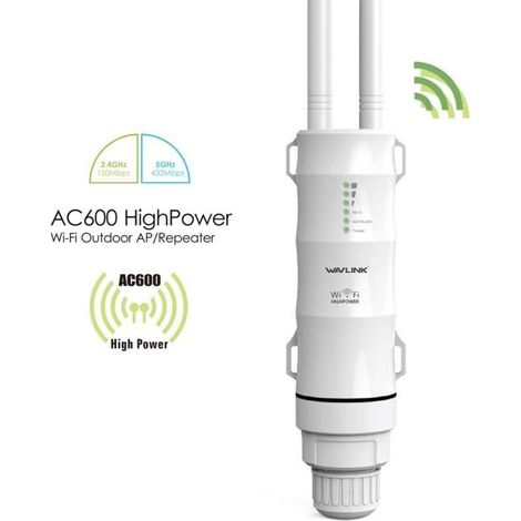 TEMPSA Répéteur WIFI 600 Mbps 2.4GHz ou 5GHz double antenne sans fil EU (1/4)