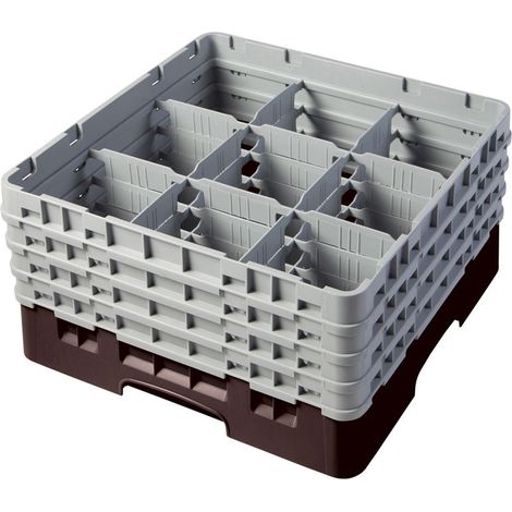Casiers de lavage - 9 compartiments verres - Haut max 21.5 cm - 50 x 50 x 26.7 cm - Lot de 2 - Cambro