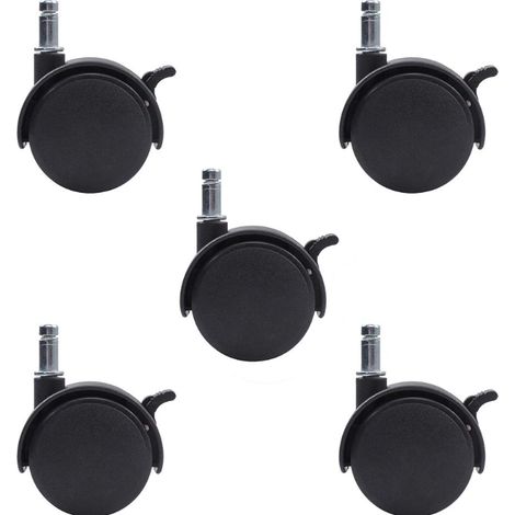 Roulettes Pivotantes - Diamètre 50 Mm - Tige M8 - Frein Intégré - Charge Max 18 Kg - Lot De 5 (1/5)