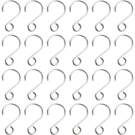 160 PCS Mini Crochet en Forme de S, Crochet En Acier Inoxydable 28mm Petit Crochet d’ornement Accessoires pour Bijoux DIY Cristal Perle Rideau Sapin De Noël (1/5)