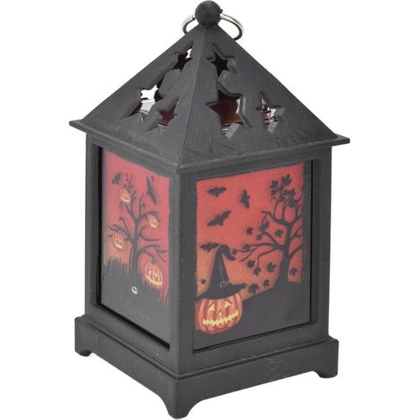 Lanterne d'Halloween LED Lampe de nuit portable à flamme pour décoration de fête Citrouille (1/5)