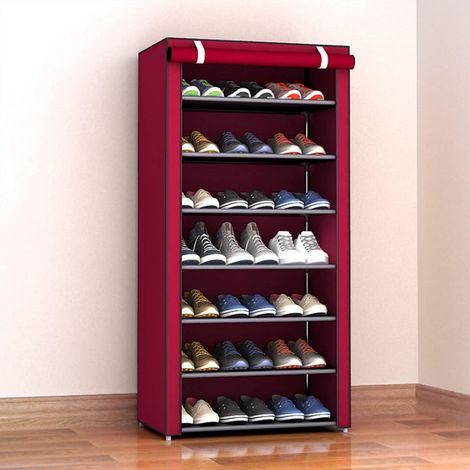 Meuble à chaussures à 7 niveaux avec housse, rangement pratique en toile avec fermeture éclair, 30 x 60 x 123 cm (1/5)