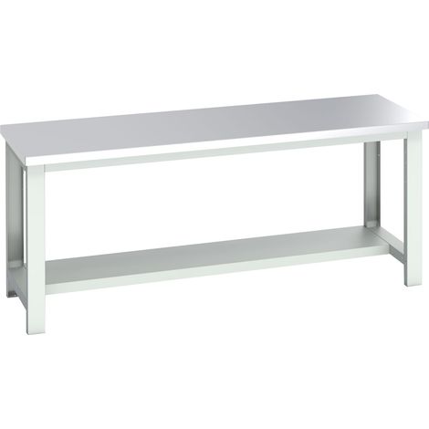 Bott 41003660.16V Cubio Bench with Half Shelf, Stainless Steel Clad Top 2000 x 750mm