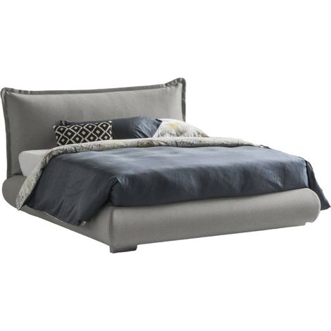 Talamo Italia - Letto matrimoniale Geras, Letto contenitore con rivestimento e testata in tessuto, 100% Made in Italy, Apertura frontale, adatto per materasso 160x190 cm, Grigio