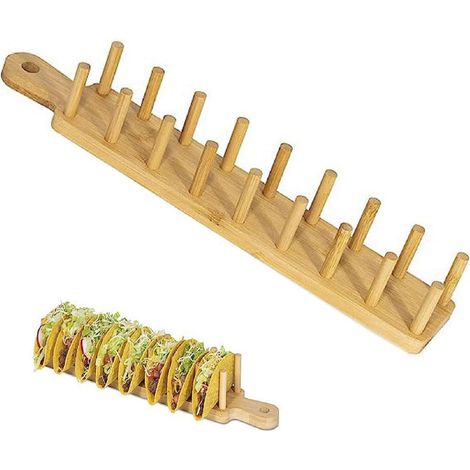 Confezione di porta taco in bambù, ogni vassoio per taco contiene 8 tortillas, contenitore per alimenti multifunzionale, porta tortilla rigido, adatto anche per taco e burritos. (1/4)