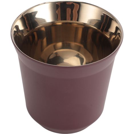 Tasse à café Demitasse à double paroi en acier inoxydable, réutilisable, empilable, finition miroir, passe au lave-vaisselle, violet, 80ml (1/5)