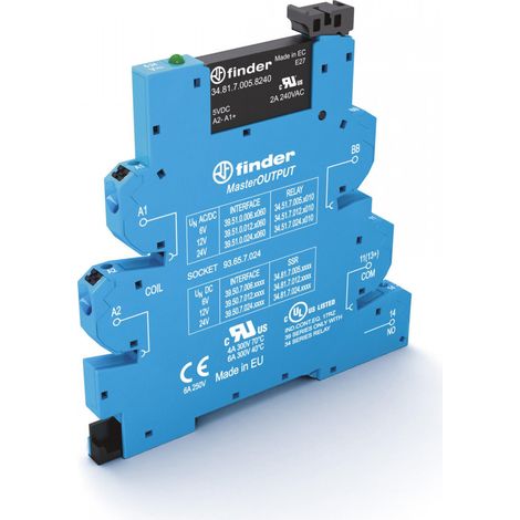INTERFACE MOD A RELAIS STAT MASTER OUTPUT 1T ENT 110?125V AC/DC SORT 24VDC 2A BORNES AUTOMATIQ FINDER 390215