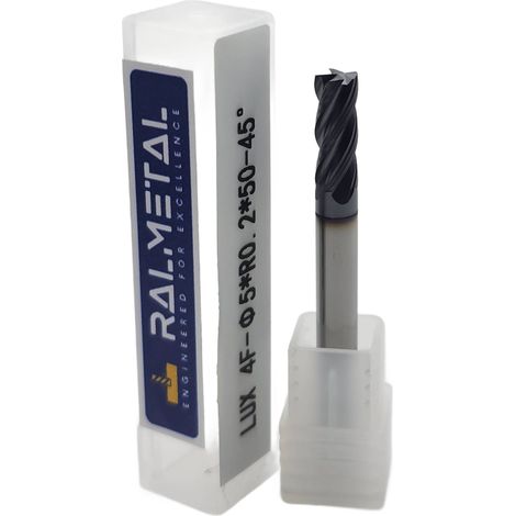 Fresa radiale in metallo duro integrale Fi 5 x R 0,2 x 50 mm 45 HRC (1/4)