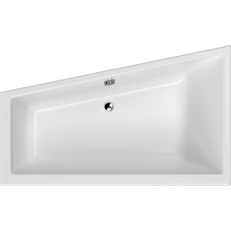 Excellent Baignoire d'angle m-sfera slim - 160x95 cm - Blanc brillant - Confortable et élégant (1/3)