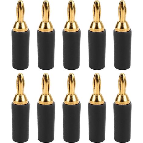 10 Stück J.10007 2,5 mm Bananenstecker aus Messing, vergoldet, für Messgeräte, schwarz