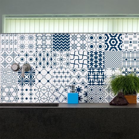 Sticker Mural Carrelage adhésif Cuisine Salle de Bain - 30 STICKERS CARREAUX DE CIMENT SCANDINAVE INGRED - 30stickers10x10cm (1/5)