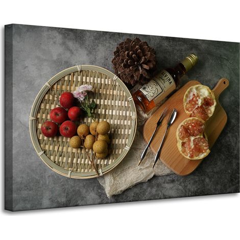 Stampa su tela "Composizione di frutta in cucina" 90x60 cm
