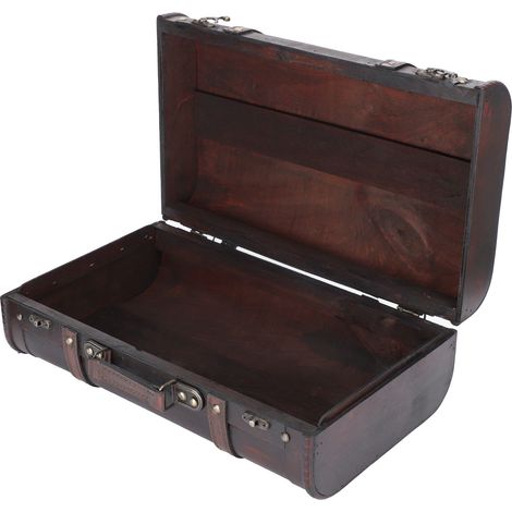 Antike, tragbare Holztruhe, dekorativer Koffer, Vintage-Fotorequisite, handgefertigte Schmuckschatulle (1/5)