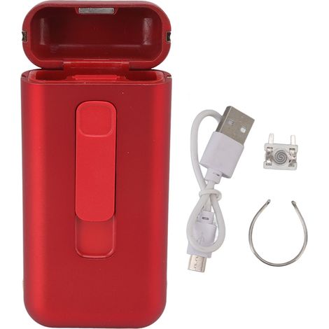 Étui à cigarettes avec briquet rechargeable intégré, étanche à l'humidité, aimanté, boîte à cigarettes rouge pour 20 pièces (1/5)