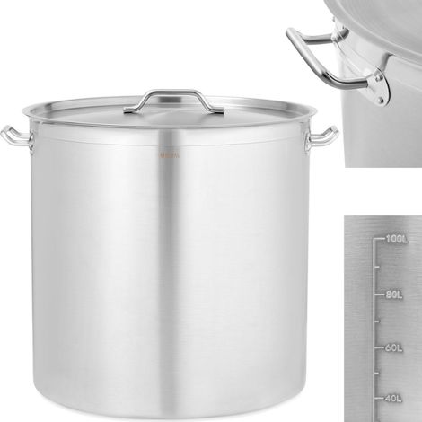 Pentola in acciaio con coperchio dosatore per piano cottura elettrico a gas a induzione, 130 l (1/5)