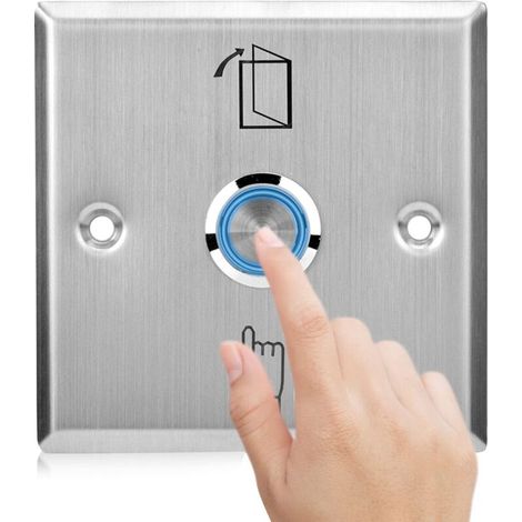 Türdrücker aus Edelstahl, Entriegelungsknopf des Zutrittskontrollsystems, Türöffnungsschalter mit Kontrollleuchte (1/5)