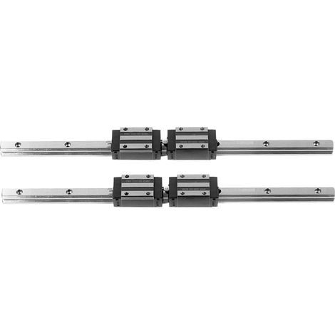2 rails de guidage linéaires HG15-400 mm avec 4 blocs de glissement à roulement linéaire noirs HGH15 (1/5)