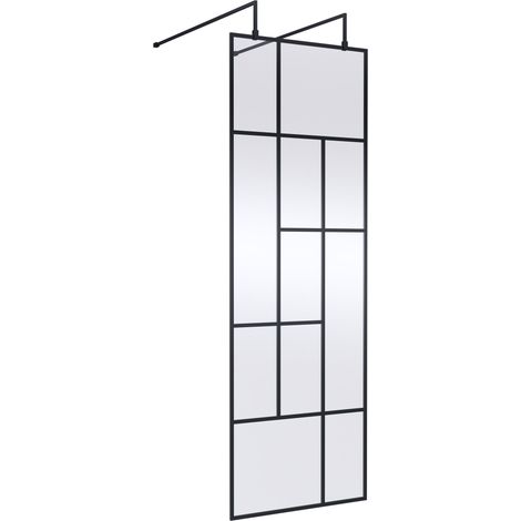 Hudson Reed Abstract Frame Wetroom Screen with Support Bars 700mm Wide - 8mm Glass (1/2)