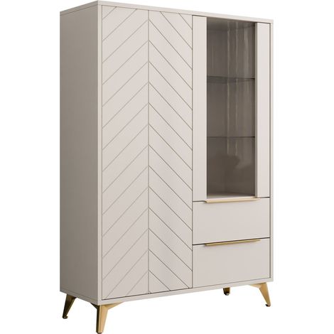 Étagère Comfivo Citrus II , Fermé, Avec tiroirs, Avec des portes, MDF, Stratifié, Verre trempé, Le nombre de portes: 0, Nombre de tiroirs: 0, 150x104x40cm (1/5)