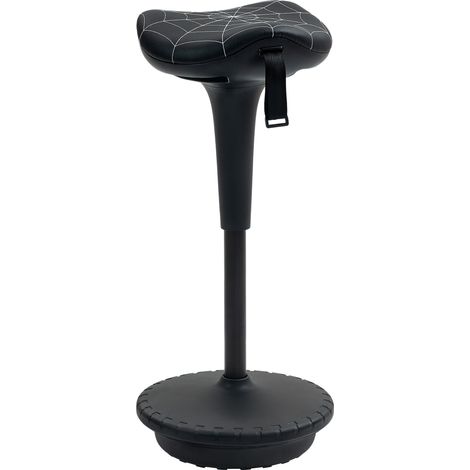 Tabouret de bureau pivotant ergonomique hauteur réglable 65,5-83,5 cm inclinaison 120° noir