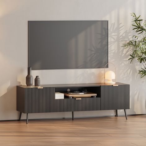 Fernsehschrank Nand 160x40x51 cm Schwarz [en.casa]