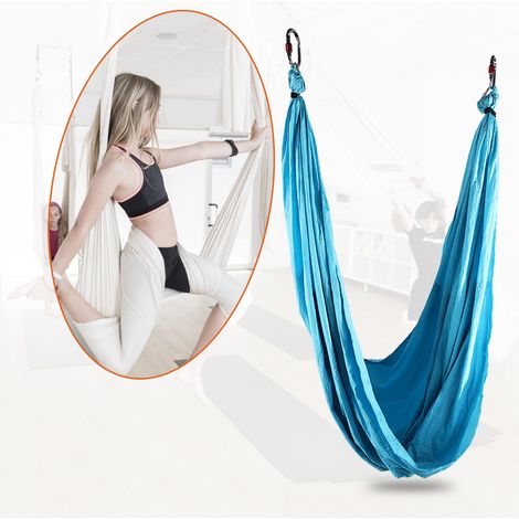 Hamac de Yoga Aérien Anti-Gravité avec Sangles de Suspension (Bleu Ciel) (1/5)