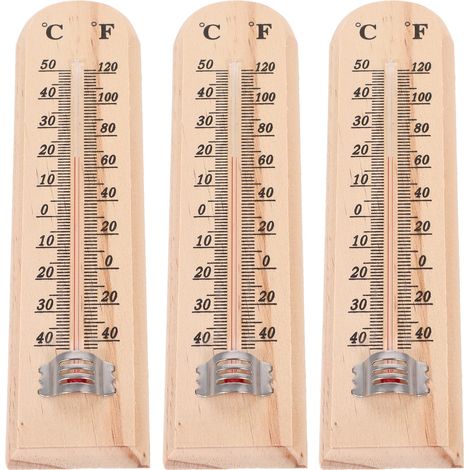 Thermomètre de serre et thermomètre d bois 3 pièces multi usage suspendu pile maison serre agricole outil mesure température (1/5)