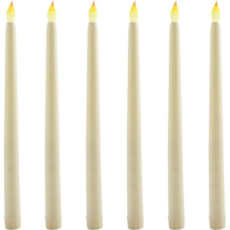 Lot de 6 bougies LED décoratives à flamme vacillante, fonctionnant à piles, couleur ivoire. Idéales pour décorer une table à Noël, Pâques, un mariage ou un anniversaire. (1/5)