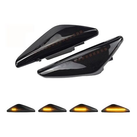 Clignotant de voiture, lampe de feu de position latérale de clignotant dynamique à LED pour X3 F25 X5 E70 X6 E71 E72 (Noir) (1/5)
